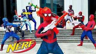 PRO 4 Red Spider-Man VS PRO 4 Blue Spider-Man ||  Superhero Story - NERF Was Like Video Games!