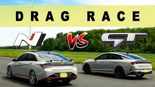 2022 Hyundai Elantra N vs Kia K5 GT, not that close. Drag and Roll Race