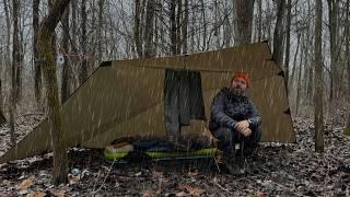 Camping in the Rain | Wet and Muddy Tarp Camp