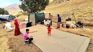 Building Dreams: Amir's Family Pours Concrete for Their Tent Platform  Mahin Cooks a Delicious Lunch