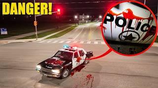 IF YOU SEE BLOOD ON A POLICE CAR, CALL FOR HELP! (someone is in TROUBLE)