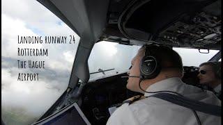 Landing runway 24 Rotterdam The Hague Airport. (RTM EHRD) From the cockpit with good call from ATC.