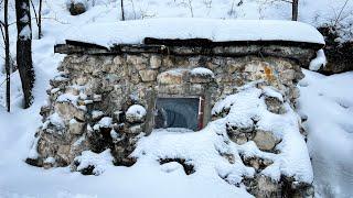 STRANGE STONE HOUSE during a BLIZZARD! Who Lives in this Mysterious Snowy Stone House?