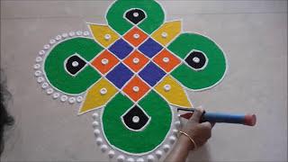 5 To 1 Dots Rangoli | Dots Rangoli Designs |Diwali Special 5 Dots rangoli | Chukkala Muggulu | kolam