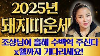 2025년 돼지띠운세올해 X월 두번 다시 없을 일생일대의 기회가 왔습니다.  눈물나게 힘들었던 일들을 보상받고 조상님이 수백억을 벌어다준다! X월까지만 기다리세요!