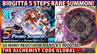 So Many Reds!! 5 Steps Rare Summon For Birgitta (The Alchemist Code GLOBAL)