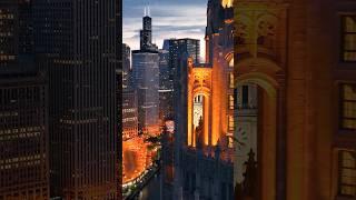 Most iconic drone view of Chicago  #travel #chicago #youtubeshorts