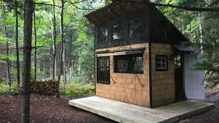 Student built Tiny House Cabin In The Woods (all materials HIKED in!)