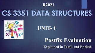 EVALUATION OF POSTFIX EXPRESSION USING STACK / Explained in Tamil and English