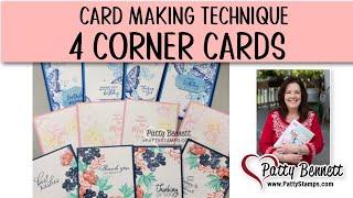 How to make 4 Corner Cards with Stampin' UP! stamps, ink and paper!