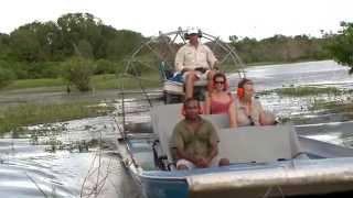 Airboat hits camera crew filming at Wildman, Australia