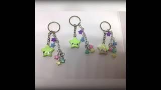 Cute Kawaii Polymer Clay Star - Falling Stars Keychain Star Keyring by icusuezq