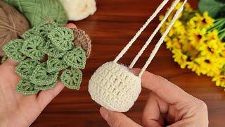 Wow!!! How to make an eye-catching crochet home ornament? How to knit pots and leaves 