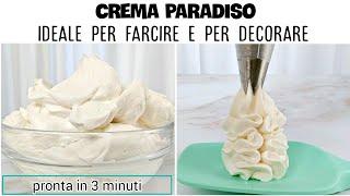 Crema Paradiso, senza cottura, vellutata e compatta, perfetta per farcire e decorare torte.