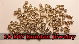 10 Kundan Jewelry | DIY Kundan jewellery  Making | Earrings , Head Chain , Ring Bracelet