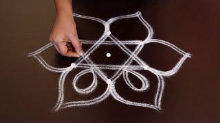 Easy Two Lines Rangoli Design | Double Stroke Rangoli Design | Rangoli Kolam | Menaka's Rangoli