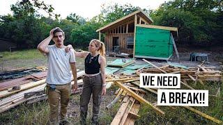 This Tiny House Build is KILLING US!  Building Windows, Walls, Sheathing & MORE!