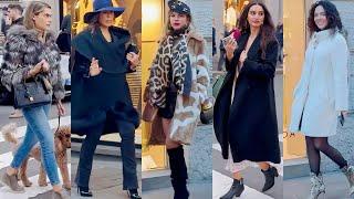 Fashion in the Cool and Cloudy Autumn Weather in Milan Italy