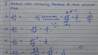 Reduce the following fractions in simplest form