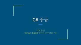 C# TCP - 1 / Server와 Client 데이터 송수신 방법(동기)