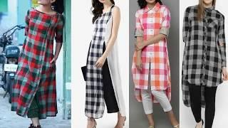 Latest Checks Kurti Designs 2018 | Latest Designer Multi Coloured Kurti With Checks 2018 |