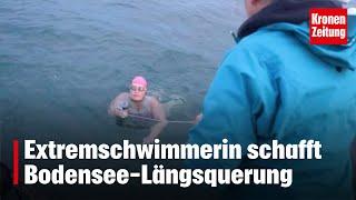 Extremschwimmerin schafft Bodensee-Längsquerung | krone.tv NEWS