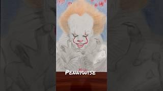 Pennywise the evil clown from it horror movie #portrait #drawing #viral