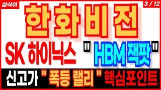 한화비전-  SK 하이닉스 " HBM 잭팟 "   신고가 "폭등 랠리" 핵심포인트 한미반도체 삼성전자 한화오션 한화시스템 한화인더스트리얼솔루션즈 주가 주가전망 대응방법 삼식이