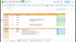 Vergo Home Construction Plan Template in Google Sheets