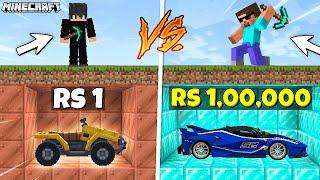 Rs1 vs Rs1,00,000 Expensive Car Mining Challenge in Minecraft @ProBoiz95