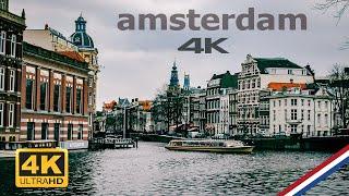 Amsterdam, Netherlands  - By Drone AND walking Tour [4K]