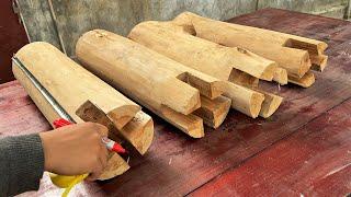 Perfect Woodworking Design Ideas With Fallen Tree Trunks // Huge Outdoor Table Construction Ideas