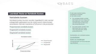 BAES Bedrijfseconomie - vaste en variabele kosten - theorie & voorbeeldvraag beginner