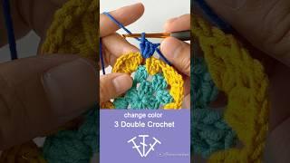 Change color/3double crochets #crochet #tutorial #handmade