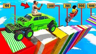 SHINCHAN AND FRANKLIN TRIED THE IMPOSSIBLE RAINBOW DOMINO STUNT POINTS JUMP CHALLENGE GTA 5