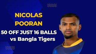 T10 2022 | Nicolas Pooran brilliant 50 just in 16 balls vs Bangla Tigers | #t10 #t102022 #t10live