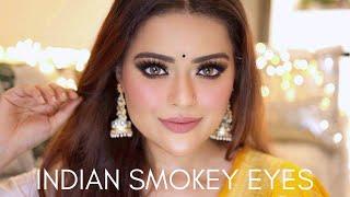 INDIAN SMOKEY EYES WITH GLOSSY SKIN TUTORIAL | FESTIVE & WEDDING GUEST MAKEUP | SMOKEY GLAM