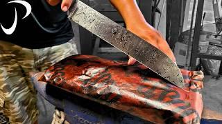 Creating 100-Layer Damascus Knife for Brisket