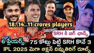 Ipl 2025 mega auction tension rules sunrisers hyderabad retension players latest | sports dictator |