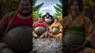 Evolution of cat:sumo wrestler and woman sitting on dirty road with simpanse #cat#cute#love#shorts