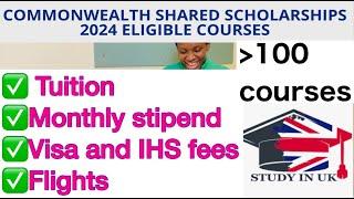 List of fully-funded courses by the Commonwealth scholarship 2024/2025 intake