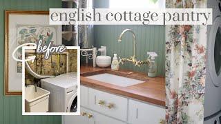 english cottage style laundry room + pantry reveal!! | extreme before & after