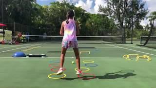 Coach Dabul, tennis training 10 years old  player Marcela Roversi. Tennis drills + footwork