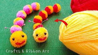 DIY Pom Pom Caterpillar - Easy Craft Ideas - How to Make Caterpillar with Wool - DIY Woolen Dolls