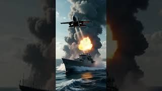 A warplane shot a missile at a warship #@FBDartist