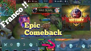 mobile legend gameplay franco !! epic comeback موبايل ليجند فرانكو