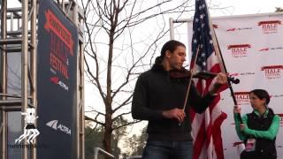 Nyke Van Wyk Violinist Performing Star Spangled Banner at Runner's World 5K Start