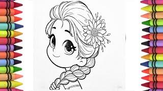 How to draw Elsa from Frozen, Disney princess Elsa drawing, elsa Frozen movie 2 colouring pages