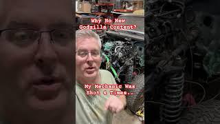 Why No New Godzilla Content? My Mechanic Was Shot!  He’s going to recover.  #godzilla #bullet