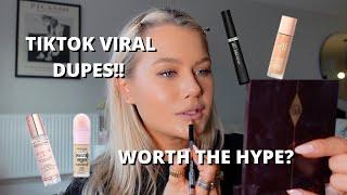 TIKTOK VIRAL DUPES!! FULL FACE OF DRUGSTORE PRODUCTS | ARE THEY WORTH THE HYPE?